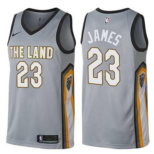 Nike Cleveland Cavaliers #23 LeBron James Gray NBA Swingman City Edition Jersey
