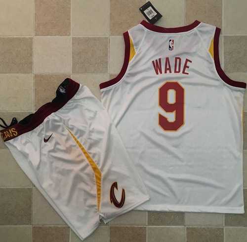 Nike Cleveland Cavaliers #9 Dwyane Wade White A Set NBA Swingman Association Edition Jersey
