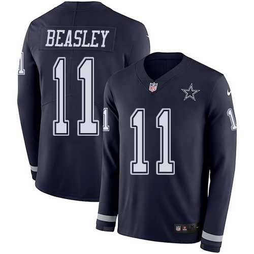 Nike Dallas Cowboys #11 Cole Beasley Navy Blue Team Color Men's Stitched NFL Limited Therma Long Sleeve Jersey