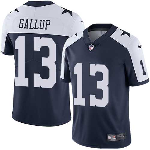 Nike Dallas Cowboys #13 Michael Gallup Navy Blue Thanksgiving Men's Stitched NFL Vapor Untouchable Limited Throwback Jersey