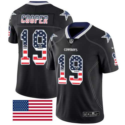 Nike Dallas Cowboys #19 Amari Cooper Black Men's Stitched NFL Limited Rush USA Flag Jersey