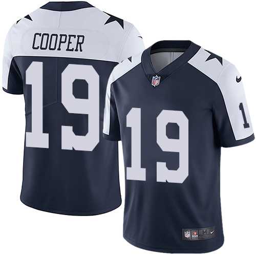 Nike Dallas Cowboys #19 Amari Cooper Navy Blue Thanksgiving Men's Stitched NFL Vapor Untouchable Limited Throwback Jersey