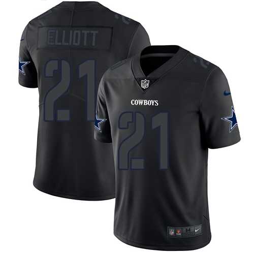 Nike Dallas Cowboys #21 Ezekiel Elliott Black Men's Stitched NFL Limited Rush Impact Jersey