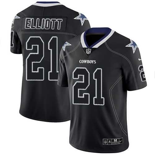 Nike Dallas Cowboys #21 Ezekiel Elliott Lights Out Black Men's Stitched NFL Limited Rush Jersey