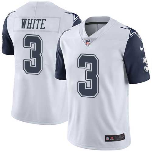 Nike Dallas Cowboys #3 Mike White White Men's Stitched NFL Limited Rush Jersey