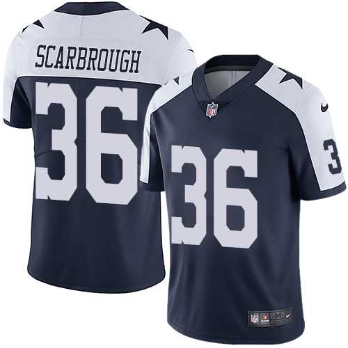 Nike Dallas Cowboys #36 Bo Scarbrough Navy Blue Thanksgiving Men's Stitched NFL Vapor Untouchable Limited Throwback Jersey