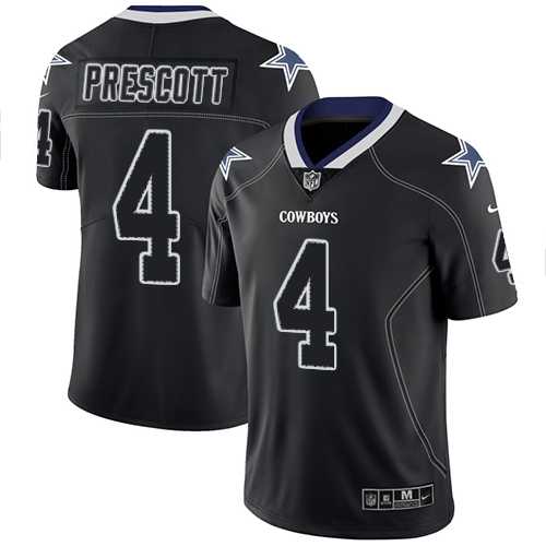 Nike Dallas Cowboys #4 Dak Prescott Lights Out Black Men's Stitched NFL Limited Rush Jersey