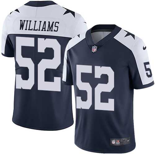 Nike Dallas Cowboys #52 Connor Williams Navy Blue Thanksgiving Men's Stitched NFL Vapor Untouchable Limited Throwback Jersey