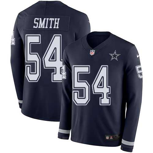 Nike Dallas Cowboys #54 Jaylon Smith Navy Blue Team Color Men's Stitched NFL Limited Therma Long Sleeve Jersey
