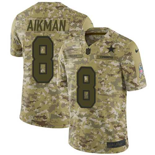 Nike Dallas Cowboys #8 Troy Aikman Camo Men's Stitched NFL Limited 2018 Salute To Service Jersey