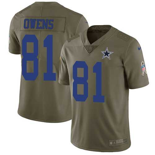Nike Dallas Cowboys #81 Terrell Owens Olive Men's Stitched NFL Limited 2017 Salute To Service Jersey