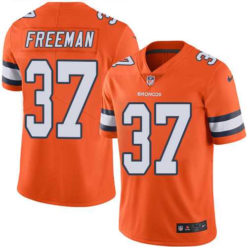 Nike Denver Broncos #37 Royce Freeman Orange Men's Stitched NFL Limited Rush Jersey