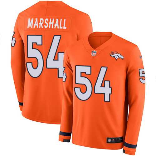 Nike Denver Broncos #54 Brandon Marshall Orange Team Color Men's Stitched NFL Limited Therma Long Sleeve Jersey