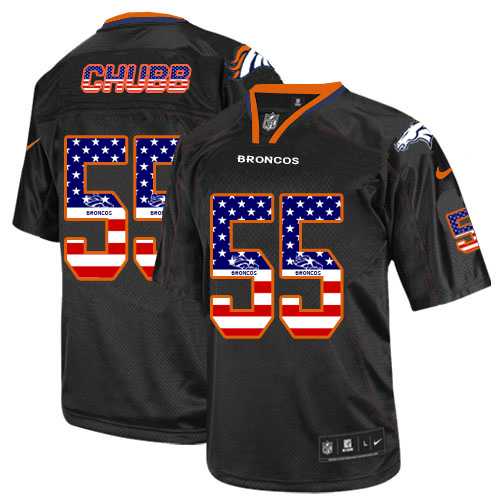 Nike Denver Broncos #55 Bradley Chubb Black Men's Stitched NFL Elite USA Flag Fashion Jersey