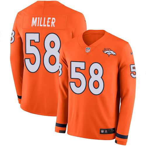 Nike Denver Broncos #58 Von Miller Orange Team Color Men's Stitched NFL Limited Therma Long Sleeve Jersey