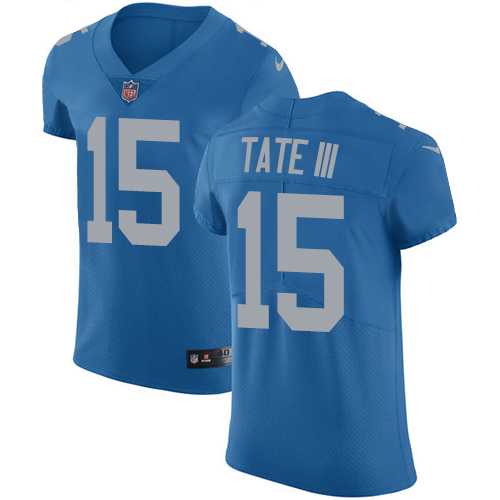 Nike Detroit Lions #15 Golden Tate III Blue Throwback Men's Stitched NFL Vapor Untouchable Elite Jersey