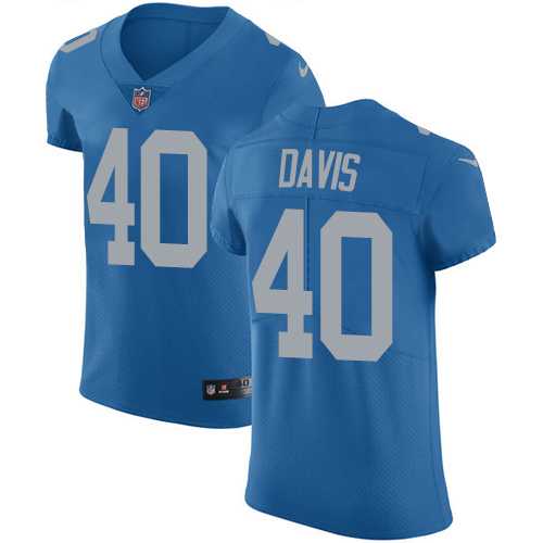 Nike Detroit Lions #40 Jarrad Davis Blue Throwback Men's Stitched NFL Vapor Untouchable Elite Jersey