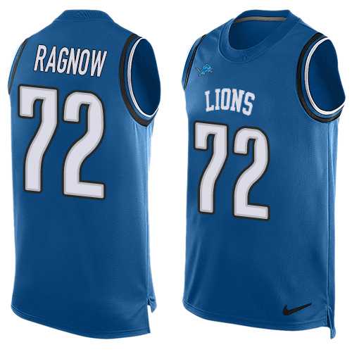 Nike Detroit Lions #72 Frank Ragnow Men's Player Name & Number Tank Top Blue Limited NFL Jersey