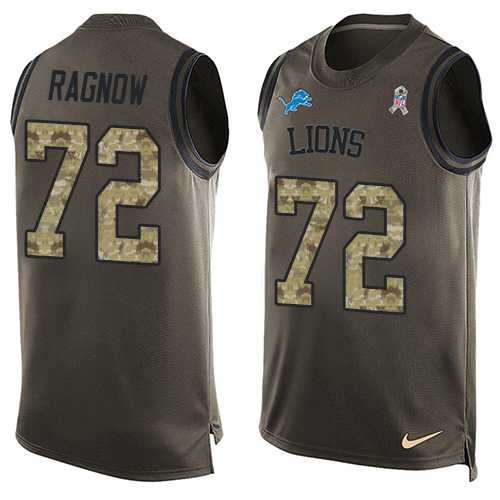 Nike Detroit Lions #72 Frank Ragnow Men's Salute to Service Tank Top Green Limited NFL Jersey