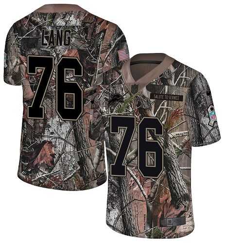 Nike Detroit Lions #76 T.J. Lang Camo Men's Stitched NFL Limited Rush Realtree Jersey