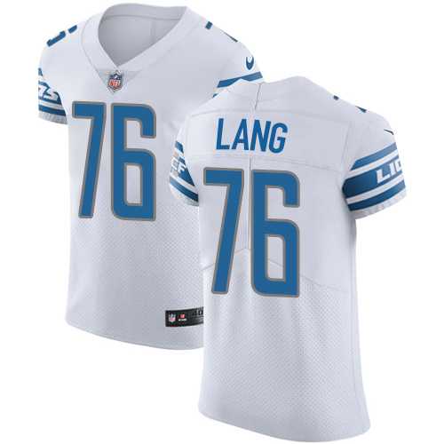 Nike Detroit Lions #76 T.J. Lang White Men's Stitched NFL Vapor Untouchable Elite Jersey