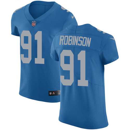 Nike Detroit Lions #91 A'Shawn Robinson Blue Throwback Men's Stitched NFL Vapor Untouchable Elite Jersey