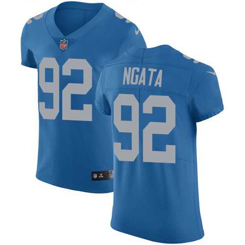 Nike Detroit Lions #92 Haloti Ngata Blue Throwback Men's Stitched NFL Vapor Untouchable Elite Jersey