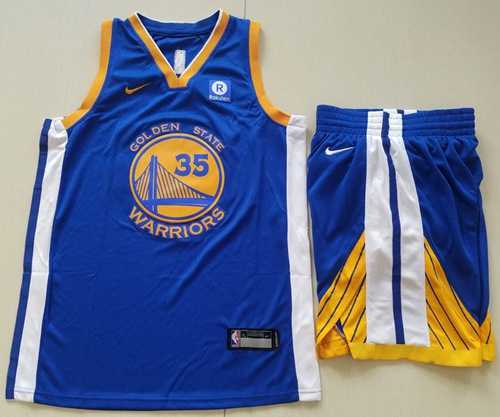 Nike Golden State Warriors #35 Kevin Durant Blue A Set NBA Swingman Icon Edition Jersey