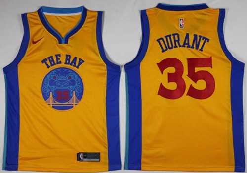 Nike Golden State Warriors #35 Kevin Durant Gold NBA Swingman City Edition Jersey