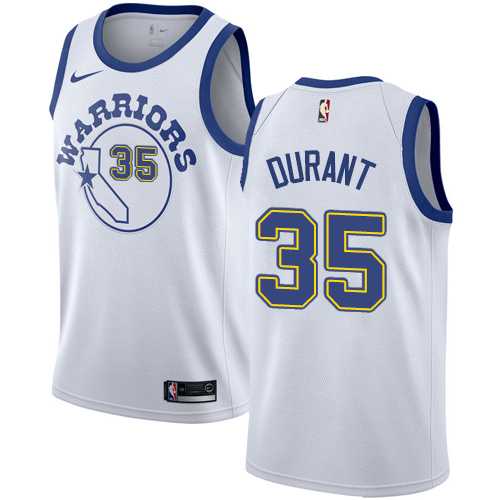 Nike Golden State Warriors #35 Kevin Durant White Throwback NBA Swingman Hardwood Classics Jersey