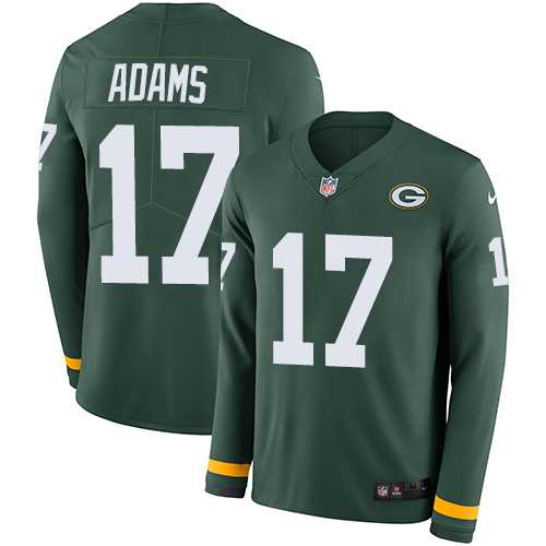 Nike Green Bay Packers #17 Davante Adams Green Team Color Men's Stitched NFL Limited Therma Long Sleeve Jersey