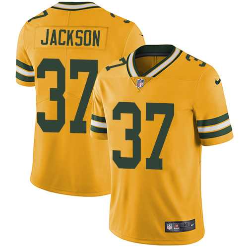 Nike Green Bay Packers #37 Josh Jackson Yellow Men's Stitched NFL Limited Rush Jersey
