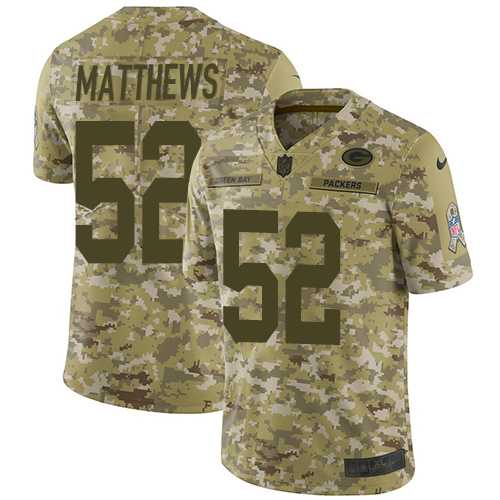 Nike Green Bay Packers #52 Clay Matthews Camo Men's Stitched NFL Limited 2018 Salute To Service Jersey