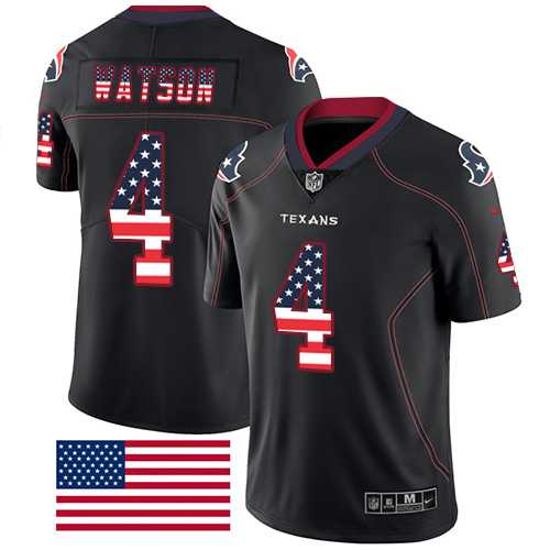 Nike Houston Texans #4 Deshaun Watson Black Men's Stitched NFL Limited Rush USA Flag Jersey