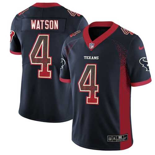 Nike Houston Texans #4 Deshaun Watson Navy Blue Team Color Men's Stitched NFL Limited Rush Drift Fashion Jersey
