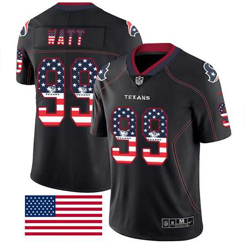 Nike Houston Texans #99 J.J. Watt Black Men's Stitched NFL Limited Rush USA Flag Jersey