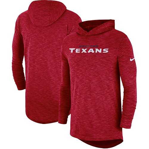Nike Houston Texans Red Sideline Slub Performance Hooded Long Sleeve T-shirt