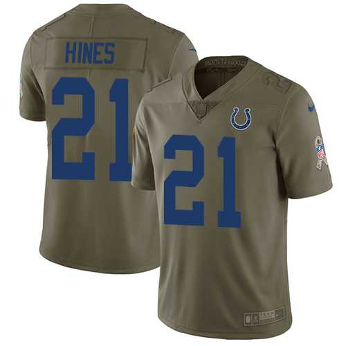 Nike Indianapolis Colts #21 Nyheim Hines Olive Men's Stitched NFL Limited 2017 Salute To Service Jersey