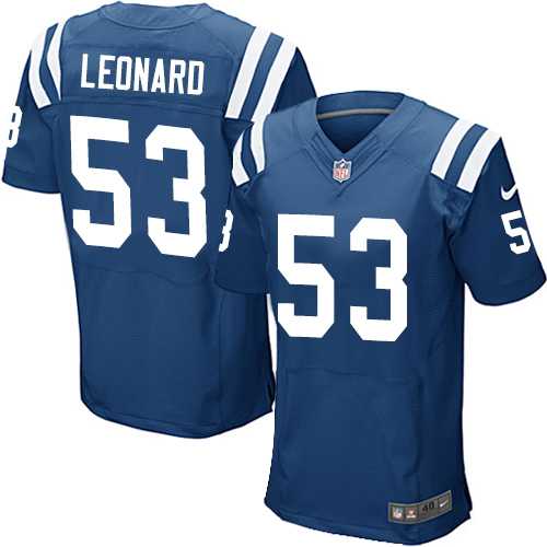 Nike Indianapolis Colts #53 Darius Leonard Royal Blue Team Color Men's Stitched NFL Elite Jersey
