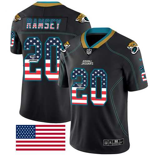 Nike Jacksonville Jaguars #20 Jalen Ramsey Black Men's Stitched NFL Limited Rush USA Flag Jersey