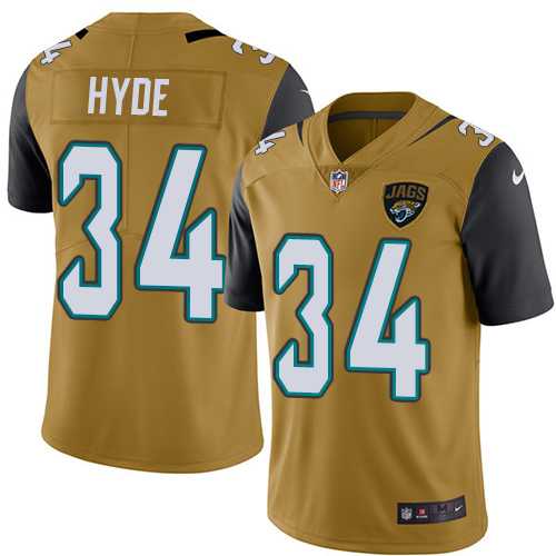 Nike Jacksonville Jaguars #34 Carlos Hyde Gold Men's Stitched NFL Limited Rush Jersey