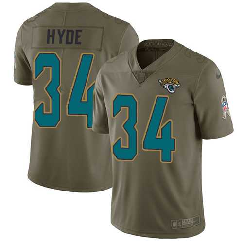 Nike Jacksonville Jaguars #34 Carlos Hyde Olive Men's Stitched NFL Limited 2017 Salute To Service Jersey