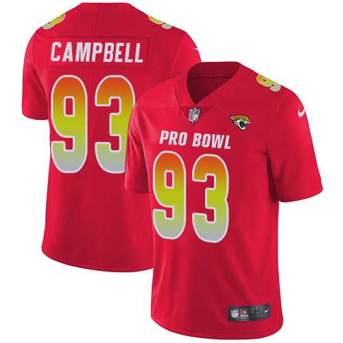 Nike Jacksonville Jaguars #93 Calais Campbell Red Men's Stitched NFL Limited AFC 2018 Pro Bowl Jersey