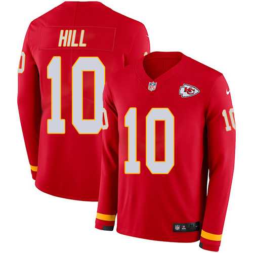 Nike Kansas City Chiefs #10 Tyreek Hill Red Team Color Men's Stitched NFL Limited Therma Long Sleeve Jersey