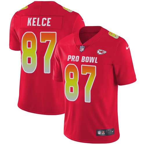Nike Kansas City Chiefs #87 Travis Kelce Red Men's Stitched NFL Limited AFC 2018 Pro Bowl Jersey
