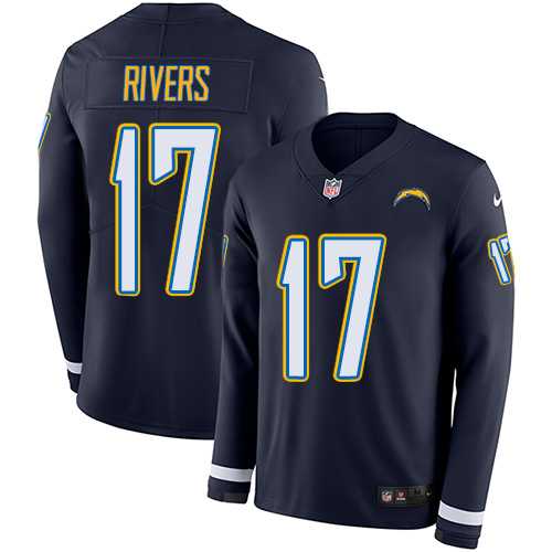 Nike Los Angeles Chargers #17 Philip Rivers Navy Blue Team Color Men's Stitched NFL Limited Therma Long Sleeve Jersey