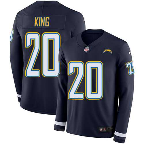 Nike Los Angeles Chargers #20 Desmond King Navy Blue Team Color Men's Stitched NFL Limited Therma Long Sleeve Jersey
