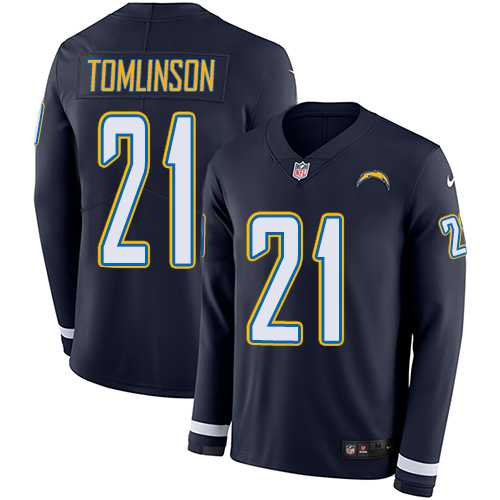 Nike Los Angeles Chargers #21 LaDainian Tomlinson Navy Blue Team Color Men's Stitched NFL Limited Therma Long Sleeve Jersey