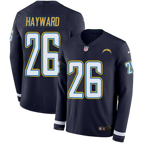 Nike Los Angeles Chargers #26 Casey Hayward Navy Blue Team Color Men's Stitched NFL Limited Therma Long Sleeve Jersey