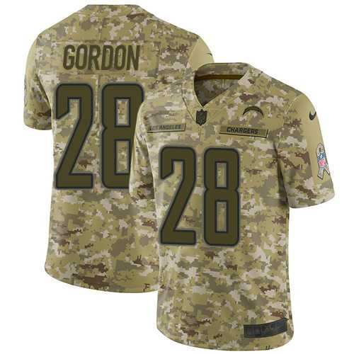 Nike Los Angeles Chargers #28 Melvin Gordon Camo Men's Stitched NFL Limited 2018 Salute To Service Jersey